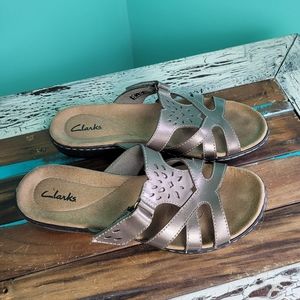 Clarks Leather Metallic Bronze Sandal